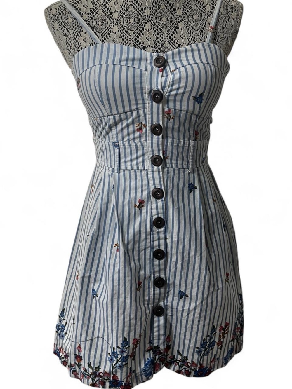 Purple Snow Blue and White Striped Sundress